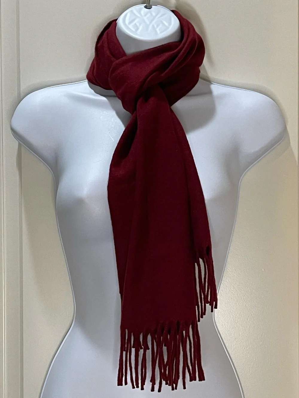 Jos. A. Bank 100% Cashmere Burgundy Scarf 12x60